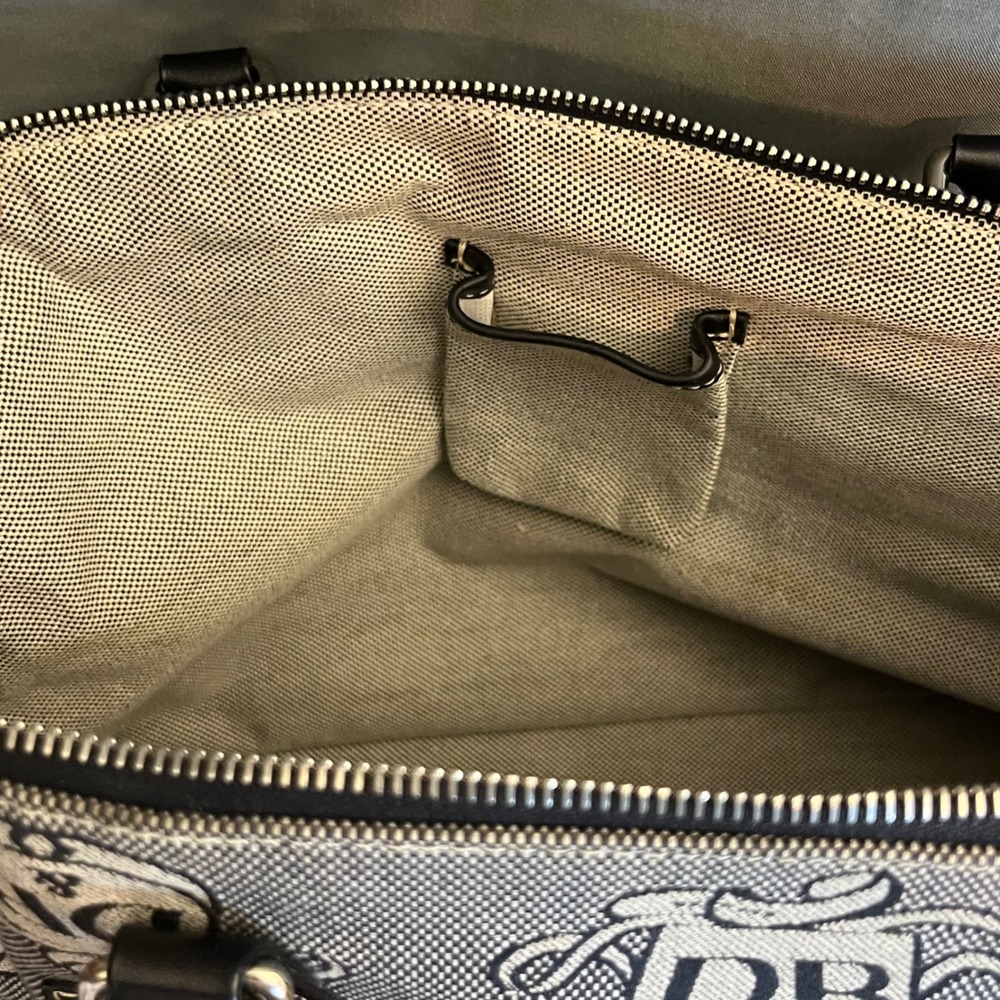 Dooney & Bourke Donegal Crest Dome Satchel Monogram Grey Black Leather Trim - Picture 8 of 16